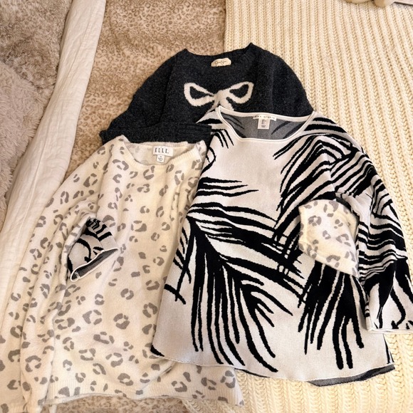 Jessica Simpson Sweaters - Jessica Simpson Max Studio Elle Sweater Bundle Bow Leopard Palm Print S M L